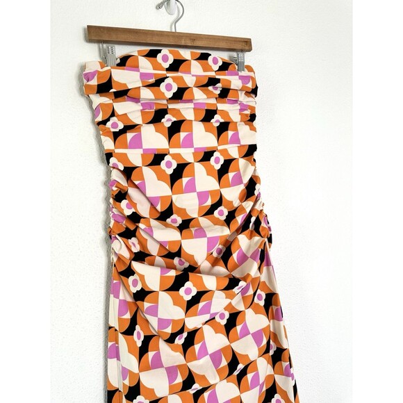 ANTHROPOLOGIE Printed Strapless Slim Ruched Dress Size Medium M - Picture 5 of 10